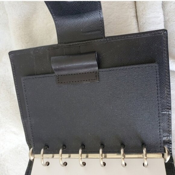 PRADA Black Leather Agenda Planner PM Size silver rings - Picture 7 of 11